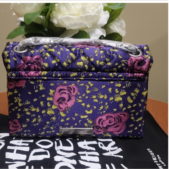 Kurt Geiger London Mini Purple Kensington Floral Crystal Crossbody Bag - Picture 5 of 14